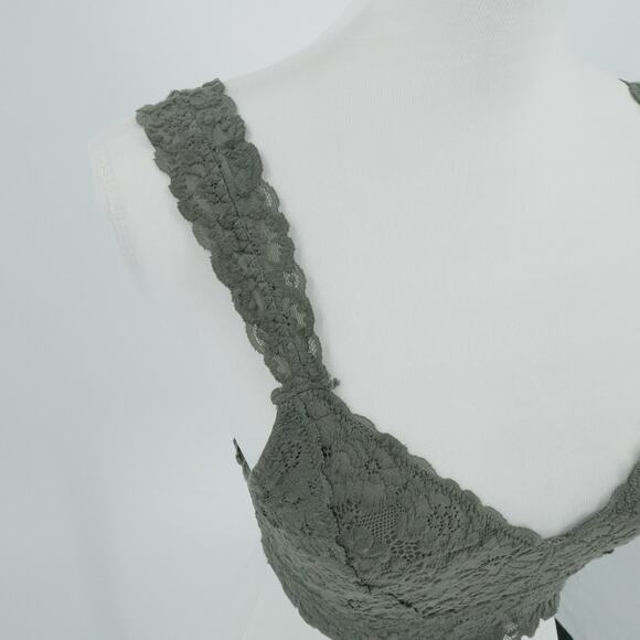 Aerie Bralette Womens M Green Lace Stretch Adjustable Straps‎ Cottagecore Boho - Picture 4 of 9